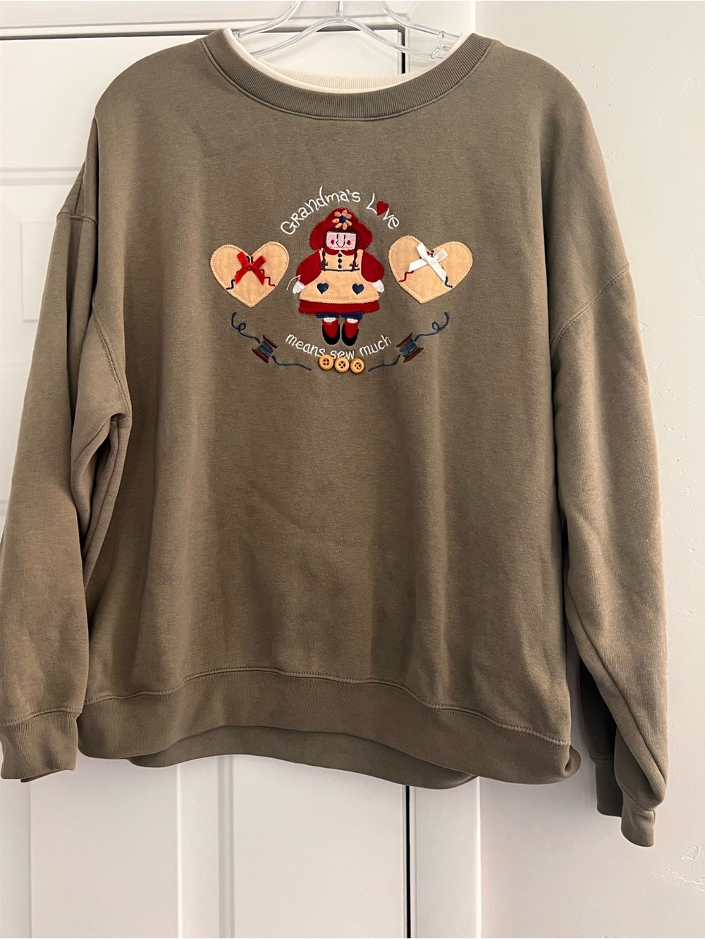 Olive Green Grandma's Love Embroidered Sweatshirt